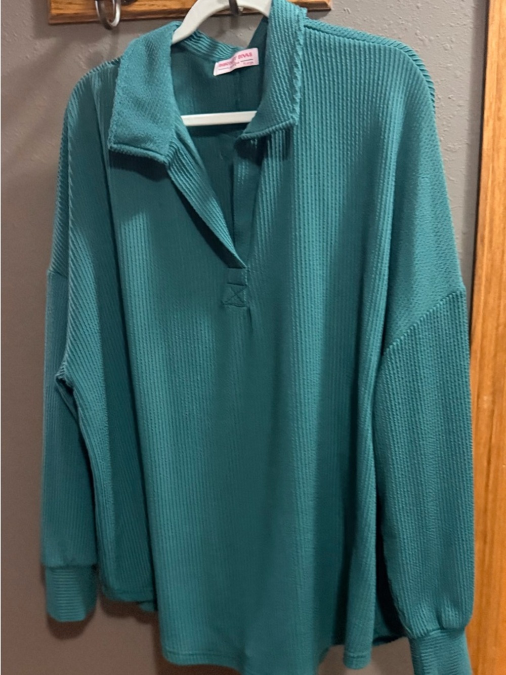 Teal textured Knit Pullover Shirt